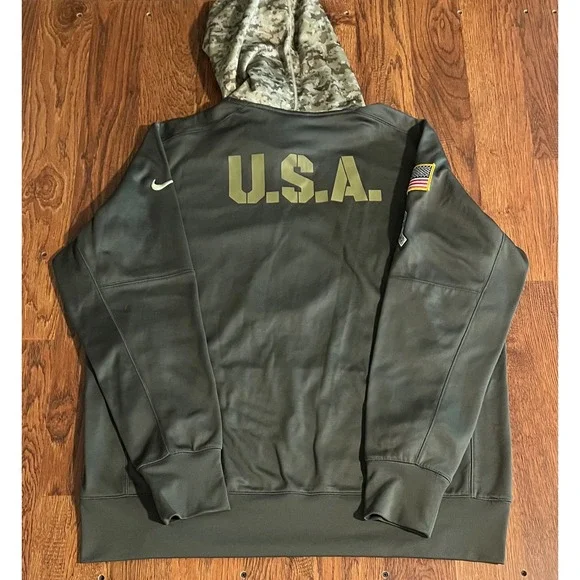 Nike Denver Broncos NFL Salute to Service Hoodie Olive Camo USA Mens XL Dri-FIT - Picture 2 of 3